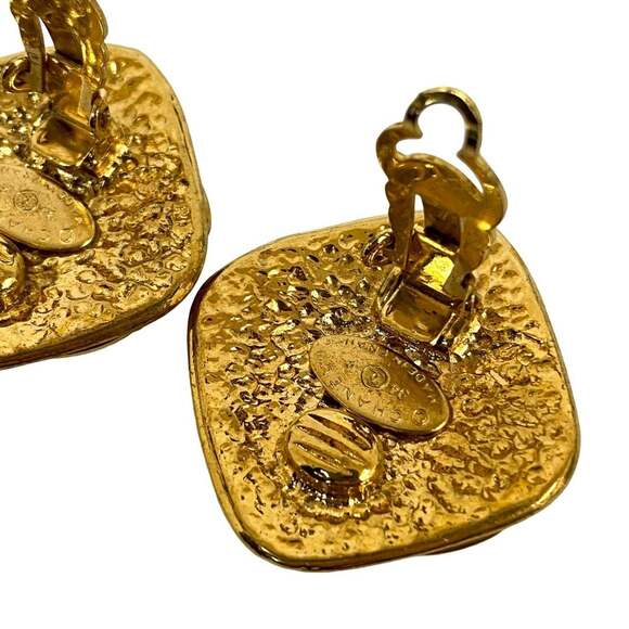 CHANEL Authentic Vintage Gold Logo Earrings